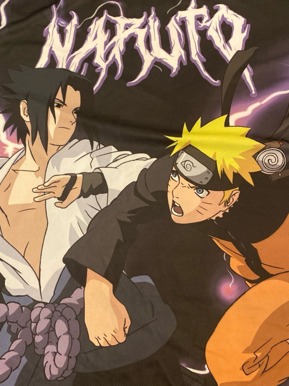 Naruto Graphic Jersey Shirt for Men — Black with Yellow & Orange Accents